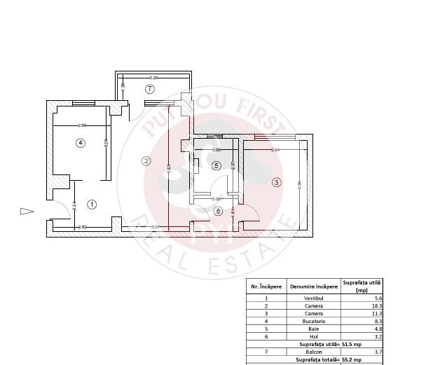 B-dul Ferdinand I | Apartament 2 Camere | Semidecomadnat | 55mp | B11500